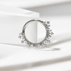 Aro con doble gema alternada