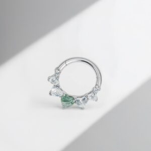 Aro con corazon de circonita y agata musgosa