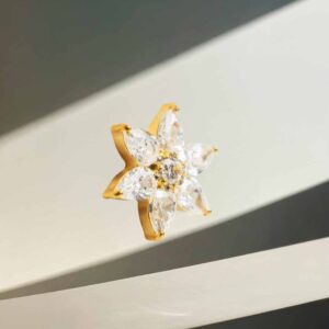 Flor 6 pétalos y centro (oro pvd)