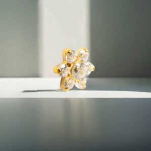 Flor 5 puntas con cristal (oro pvd)