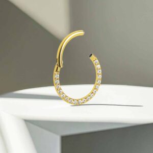 Aro con cristales frontales (oro pvd)