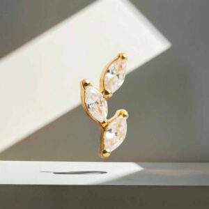 Espiga con cristales (oro pvd)